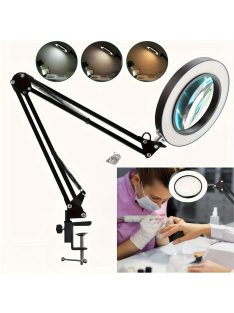   Állítható LED nagyító lámpa, nagyító üveg lámpa szorítóval, hosszú karú asztali lámpa manikűrhöz, szépségápoláshoz