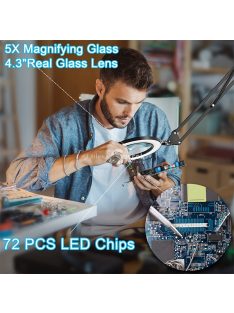   Állítható LED nagyító lámpa, nagyító üveg lámpa szorítóval, hosszú karú asztali lámpa manikűrhöz, szépségápoláshoz