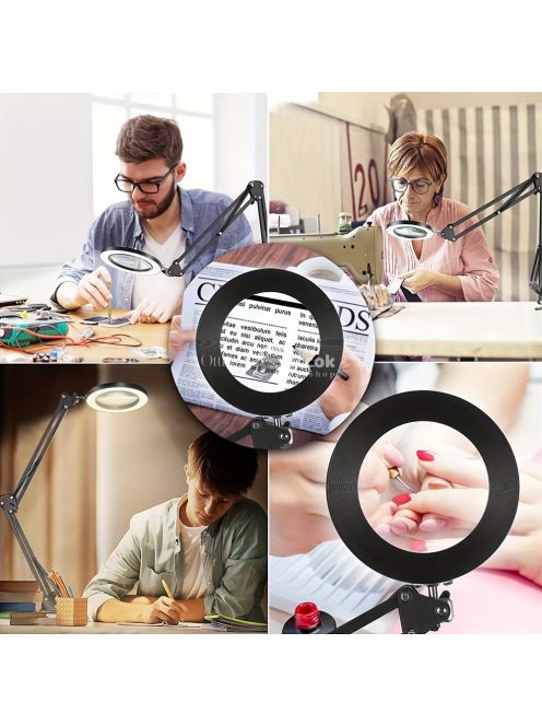 Állítható LED nagyító lámpa, nagyító üveg lámpa szorítóval, hosszú karú asztali lámpa manikűrhöz, szépségápoláshoz