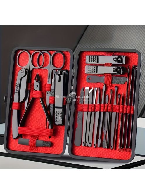 Professzionális manikűr és pedikűr készlet, precíziós rozsdamentes acél körömápoló eszközök tartós utazótáskával, szalon minőségű ápolókészlet otthoni és útközbeni használatra