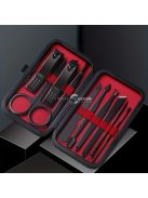 Professzionális manikűr és pedikűr készlet, precíziós rozsdamentes acél körömápoló eszközök tartós utazótáskával, szalon minőségű ápolókészlet otthoni és útközbeni használatra