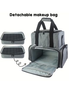   1db Hordozható Körömlakk-rendező, 80 Palack És 1 Körömlámpa Fér El, Körömlakk Hordtáska 2 Kivehető Tasakkal, Körömlakk-anyag-rendező, Hordozható Körömlakk-tartó Körömkellékekhez (csak Táska)