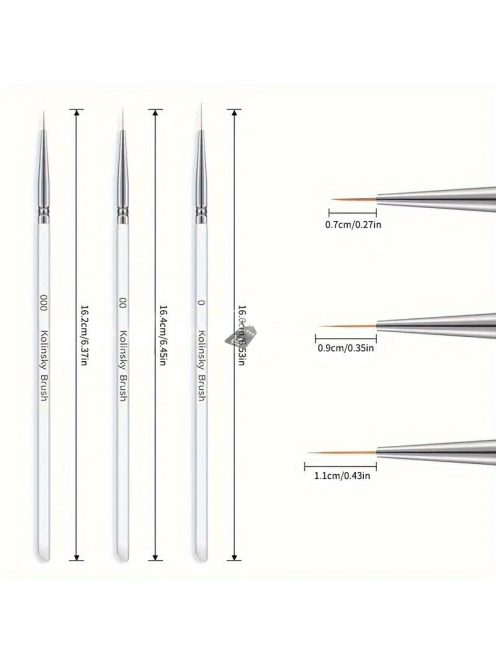3 db-os körömfestő csíkecset készlet, finom vonalú ecset, vékony vonalú gél köröm precíziós ecsetek, illatmentes körömdíszítő eszközök