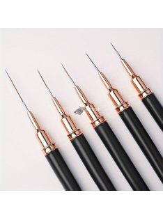   5 darabos Professzionális Köröm Művészeti Ecsetkészlet - Finom Szegélyező, Részletező Csík, Virágmintás & UV Gél Lakk Eszközök - Formaldehidmentes Manikűrhöz és Pedikűrhöz