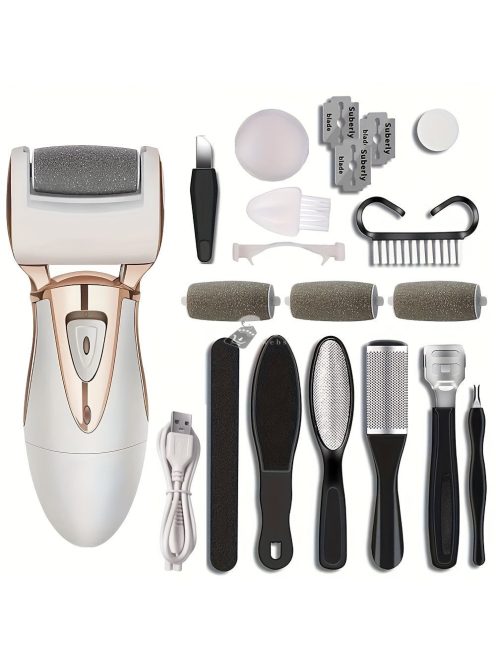 Elektromos láb bőrkeményedés eltávolító, elektromos lábreszelő újratölthető kemény bőr pedikűr eszközök Lábápoló bőrkeményedés eltávolító készlet