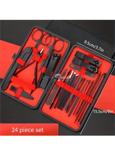   Professzionális körömápoló készlet férfiaknak és nőknek - 24 darabos manikűr és pedikűr szett utazó tokkal, hipoallergén fém pengékkel, kutikula fogóval és eszközökkel