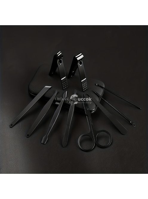 Professzionális körömápoló készlet férfiaknak és nőknek - 24 darabos manikűr és pedikűr szett utazó tokkal, hipoallergén fém pengékkel, kutikula fogóval és eszközökkel