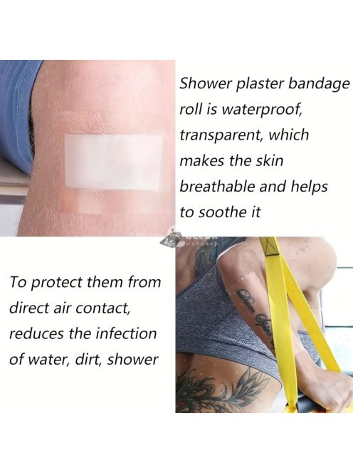 Vízálló zuhanygipsz tekercs (15 cm x 2 m) - Tetoválás bőrvédő párna, illatmentes hidratáló zokni úszáshoz, sporthoz és zuhanyozáshoz