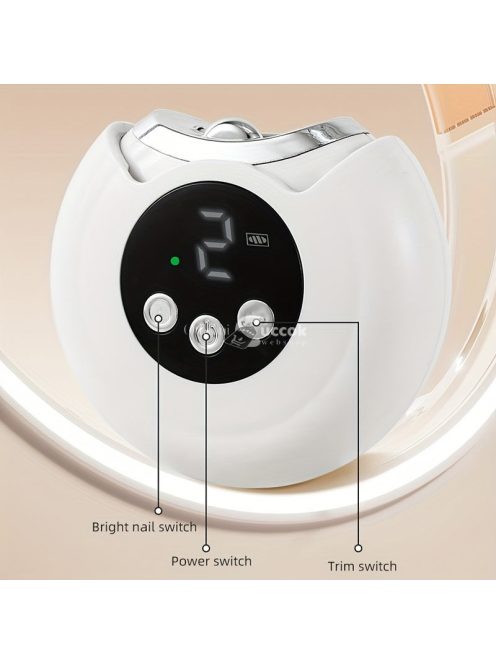 Körömvágó és polírozó LED-es fénnyel, lítium-ion akkumulátorral, otthoni használatra, szalonminőségű körömápoláshoz