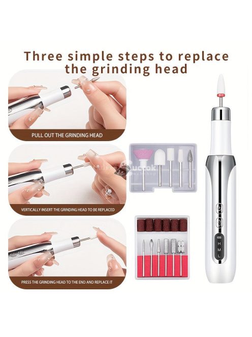 Professzionális Hordozható Elektromos Körömfúrógép, Körömpolírozó Gép Formázáshoz, Polírozáshoz, Zselés Köröm Eltávolításához, Többfunkciós Manikűr Eszköz