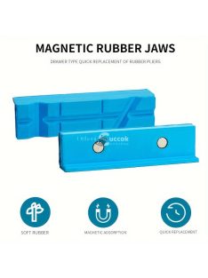   satupofa mágneses tapadókoronggal, teljes gumi puha pofákkal a munkadarab pofák védelmére