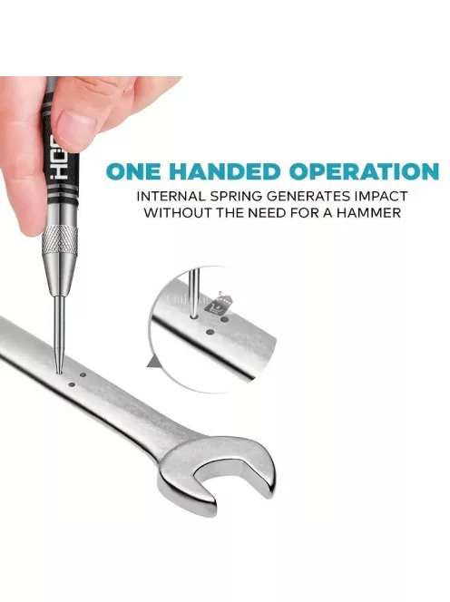 1 db szuper erős, ötvözet, volfrámacél hegyű automata centrális lyukasztó – állítható, rugós, fém fúrószerszám famegmunkáláshoz és jelöléshez