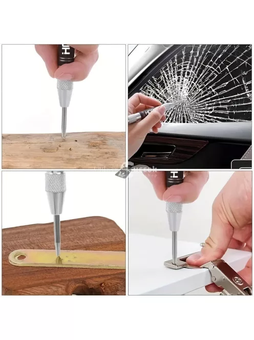 1 db szuper erős, ötvözet, volfrámacél hegyű automata centrális lyukasztó – állítható, rugós, fém fúrószerszám famegmunkáláshoz és jelöléshez