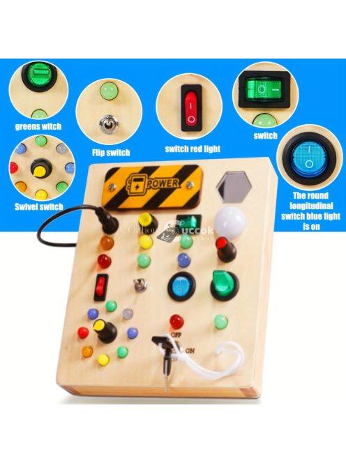 Színes Fa Foglalkoztató Tábla Érzékszervi Játékkal, Fény Kapcsolókkal - Oktatási & Utazásbarát Születésnapi Ajándék Gyerekeknek