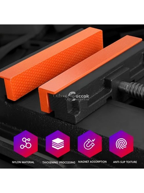 2 részes nejlon satupofa, mágneses satuvédők texturált felülettel a jobb tapadásért