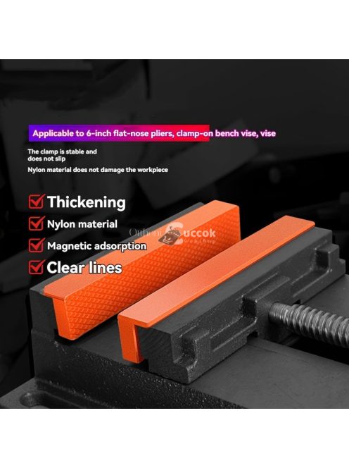 2 részes nejlon satupofa, mágneses satuvédők texturált felülettel a jobb tapadásért