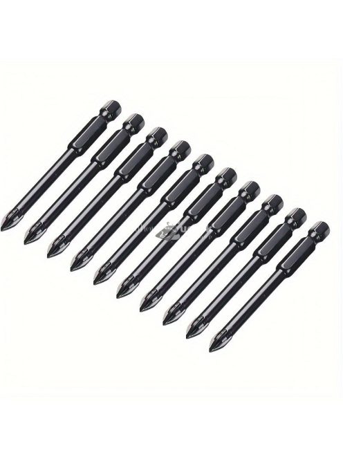 10 részes T-fűrész, hatszögű szárú fúrószár, nagy sebességű acél, többcélú csempe, üveg, tükör, kerámia, kemény ötvözet fúrószár készlet.