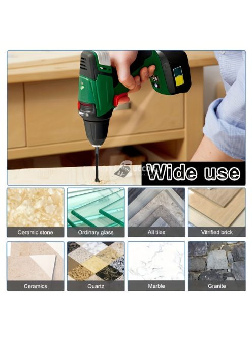 10 részes T-fűrész, hatszögű szárú fúrószár, nagy sebességű acél, többcélú csempe, üveg, tükör, kerámia, kemény ötvözet fúrószár készlet.