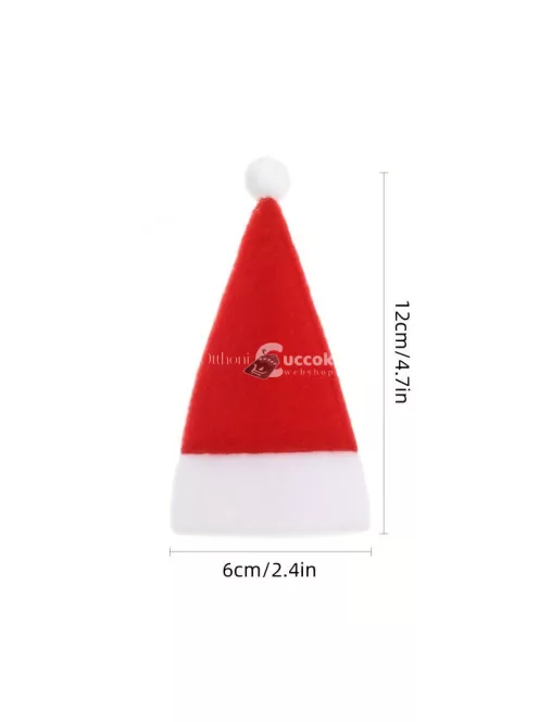 10db, Karácsonyi Kés Villa Kiskalap, 6*12cm Piros Mini Karácsonyi Kalap, Borosüveg Kés és Villa Asztaldísz