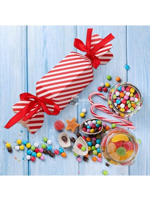 20db Piros Csíkos Karácsonyi Cukorka Ajándékdobozok Szalagokkal
