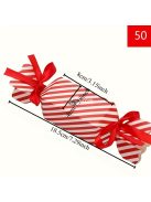 20db Piros Csíkos Karácsonyi Cukorka Ajándékdobozok Szalagokkal
