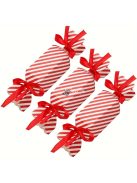 20db Piros Csíkos Karácsonyi Cukorka Ajándékdobozok Szalagokkal