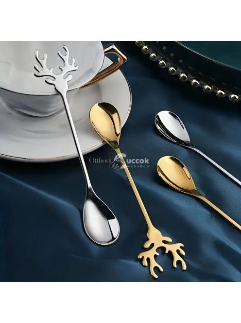 Elegáns rénszarvas agancs rozsdamentes acél kanálkészlet - 8 részes