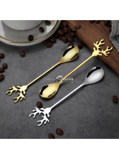 Elegáns rénszarvas agancs rozsdamentes acél kanálkészlet - 8 részes