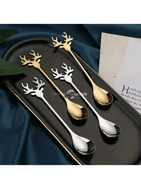Elegáns rénszarvas agancs rozsdamentes acél kanálkészlet - 8 részes