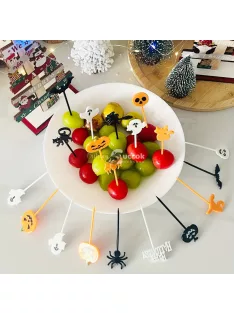   20 db ünnepi műanyag gyümölcstartó, általános használatra, többcélú dekoratív nyársak Halloweenre