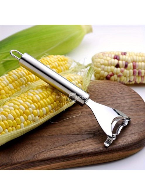 1 db rozsdamentes acél kukoricacsőhámozó, multifunkcionális zöldséghámozó, újrafelhasználható konyhai eszköz, áramforrás nem szükséges, fém konyhai eszköz készlet