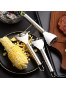 1 db rozsdamentes acél kukoricacsőhámozó, multifunkcionális zöldséghámozó, újrafelhasználható konyhai eszköz, áramforrás nem szükséges, fém konyhai eszköz készlet