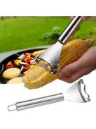 1 db rozsdamentes acél kukoricacsőhámozó, multifunkcionális zöldséghámozó, újrafelhasználható konyhai eszköz, áramforrás nem szükséges, fém konyhai eszköz készlet