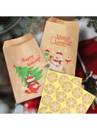 24db, Retro karácsonyi papír zacskó matricákkal Mikulás Hóember Róka