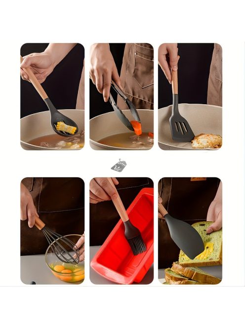 12 darabos Szilikon Spatula Készlet Edényekhez - Tartós, Hőálló Főzőeszközök Ergonomikus Fogantyúkkal, Különböző Színekben