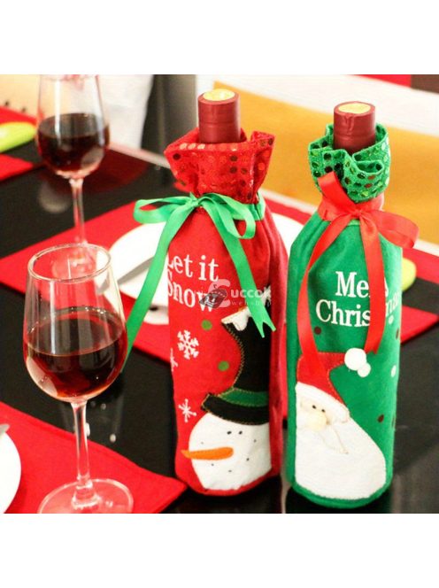 3 darabos Karácsonyi Borosüveg Fedőkészlet