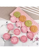 9db karácsonyi süteményvágók, 3D dombornyomó készlet 3D barkács rajzfilm préselhető kekszforma DIY sütibélyegző konyhai kiegészítők péksütemények sütőedények