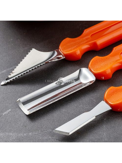 7 részes rozsdamentes acél tökfaragó késkészlet tároló táskával - Tökéletes Halloweeni dekorációhoz