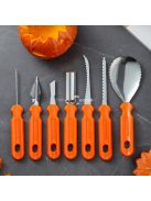 7 részes rozsdamentes acél tökfaragó késkészlet tároló táskával - Tökéletes Halloweeni dekorációhoz