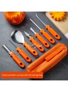 7 részes rozsdamentes acél tökfaragó késkészlet tároló táskával - Tökéletes Halloweeni dekorációhoz