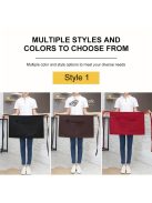 egyszínű poliészter derék kötény zsebbel férfiaknak és nőknek, kötény étterembe, pénztárosnak, baristának, gyümölcslé- és kávézóba