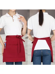   egyszínű poliészter derék kötény zsebbel férfiaknak és nőknek, kötény étterembe, pénztárosnak, baristának, gyümölcslé- és kávézóba