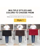 egyszínű poliészter derék kötény zsebbel férfiaknak és nőknek, kötény étterembe, pénztárosnak, baristának, gyümölcslé- és kávézóba