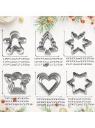 18 részes rozsdamentes acél süti kiszúró készlet