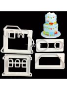 4 darabos vonat-témájú süteményszaggató készlet - Tartós műanyag kekszformák tortadíszítéshez és sütéshez, tökéletes konyhai eszközök