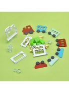 4 darabos vonat-témájú süteményszaggató készlet - Tartós műanyag kekszformák tortadíszítéshez és sütéshez, tökéletes konyhai eszközök