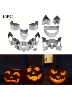   10 darabos Halloween tökfaragó rozsdamentes acél formakészlet - Tökéletes DIY sütéshez és díszítéshez - Alkalmas különböző tök méretekhez - Márka: Sinzaz