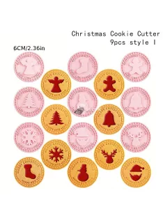   9 db-os karácsonyi süti kiszúró készlet 3D dombornyomó bélyegzőkkel az ünnepi sütéshez