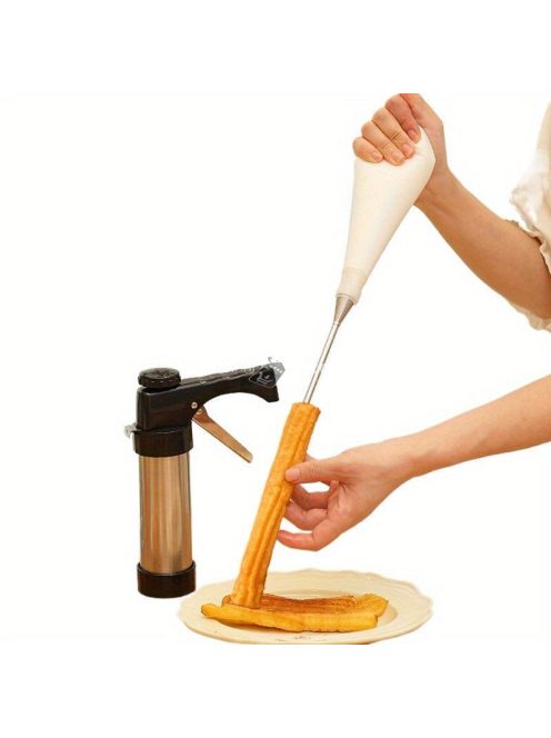rozsdamentes acél tésztaadagoló - kézi churros készítő több fúvókával - sokoldalú tésztaprés spanyol churroshoz, latin süteményekhez
