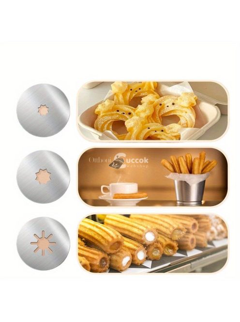 rozsdamentes acél tésztaadagoló - kézi churros készítő több fúvókával - sokoldalú tésztaprés spanyol churroshoz, latin süteményekhez